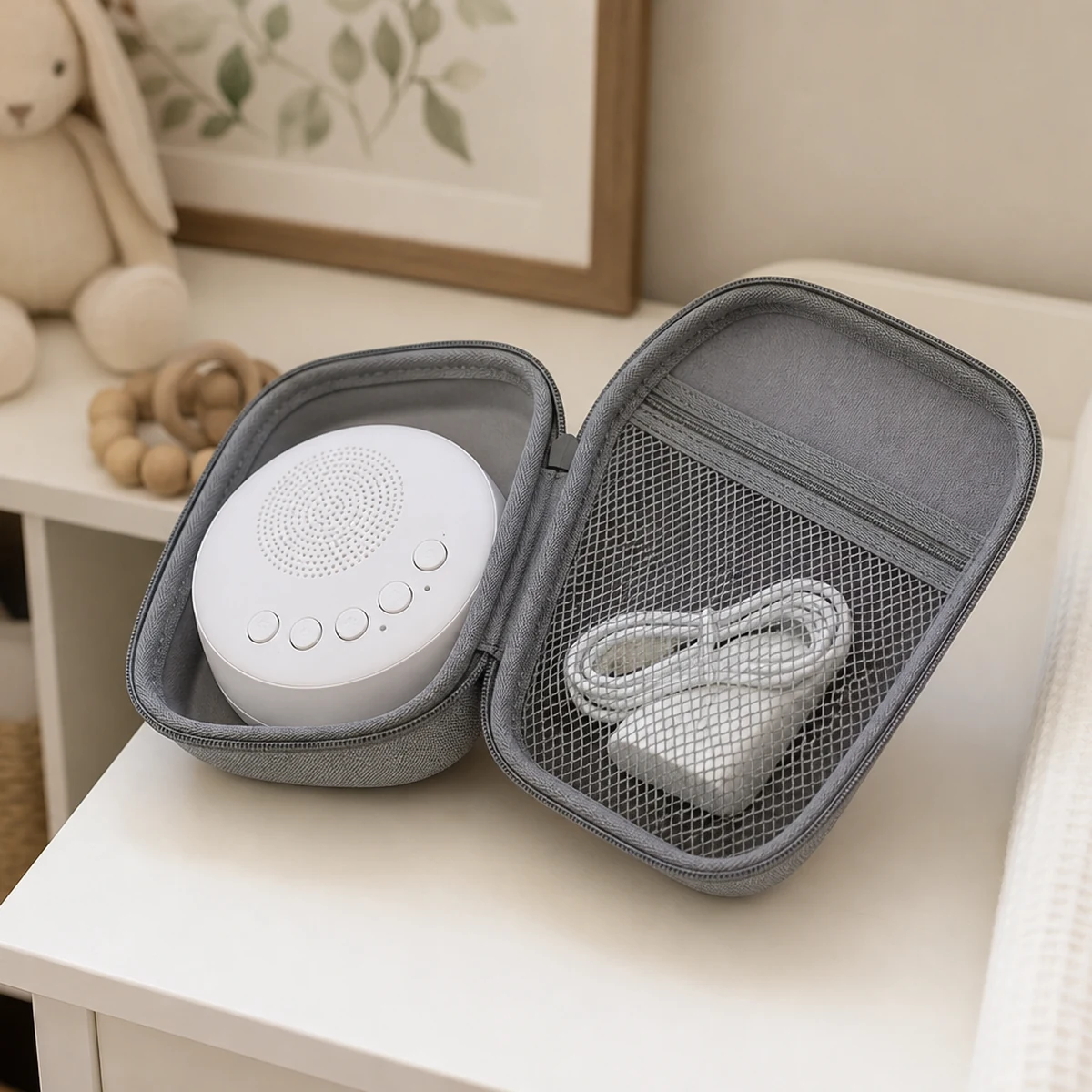 Non-branded nursery travel kit and accessory case scene